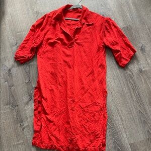 Zara Vibrant Red Collared Dress